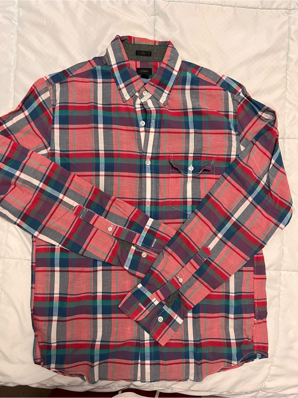 J. Crew Red and Blue Plaid Button-Down Shirt